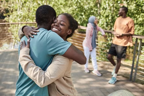 Community members embracing outdoors